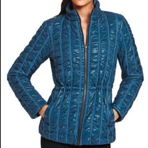 Cabi Poseidon Puffer Quilted Jacket Small Teal Blue